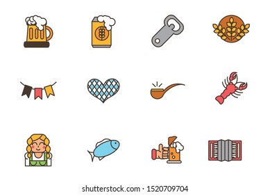 collection oktoberfest icons line filled