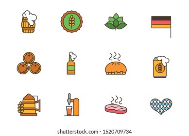collection oktoberfest icons line filled