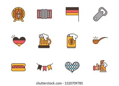 collection oktoberfest icons line filled