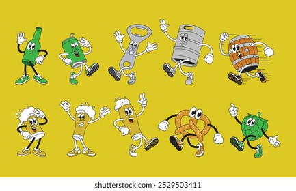 Collection of Oktoberfest Mascot with Various Pose Cartoon