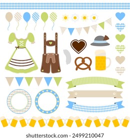Collection Oktoberfest Symbols Blue Green Beige