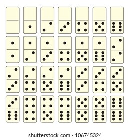 Collection of old fashioned domino set with black spots