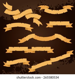 Collection of old ribbon banners on grunge background. Can be used for decoration, scrapbook and design 