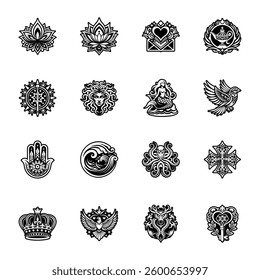 Collection of Old School Art Glyph Icons 
