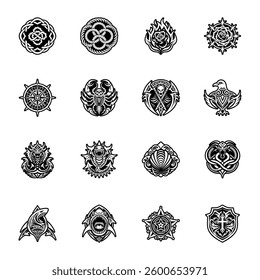 Collection of Old School Artwork Glyph Icons 

