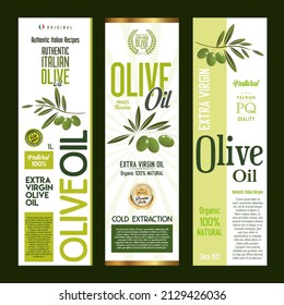 Collection of olive oil labels isolated on black background