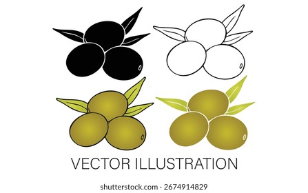 Una Colección de Aceitunas - Ilustraciones vectoriales aisladas para el Diseño gráfico