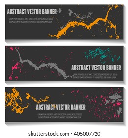 Collection on an abstract vector banners with multicolored  splashes of paint. Isolated cards