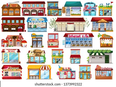 Collection on houses and shop fronts