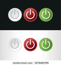 Ansammlung von Ein- und Aus-Druckknopf auf dunklem Hintergrund