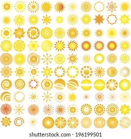 collection of one hundred sun  logo & design elements