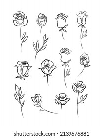 Collection One Line Rose Design Stock Vector (royalty Free) 2139676881 