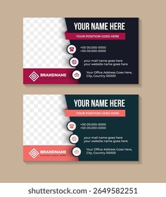 collection of one side Luxury clean style modern business card template on horizontal layout. the composition of identity card are example of text, icon, brand, and photo space. 