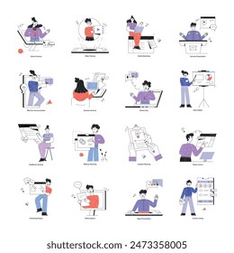 Collection of Online Seminar Doodle Mini Illustrations 