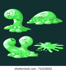 Collection Of Ooze Slime Or Alien Cartoon Monster Creatures In Different Shapes.