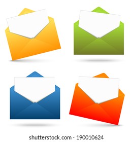 Collection of open envelopes and white paper