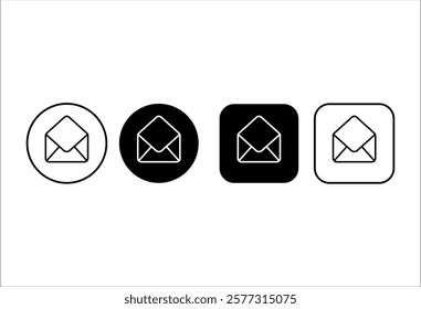 Collection of open mail envelope icons for business or for website. Editable stroke