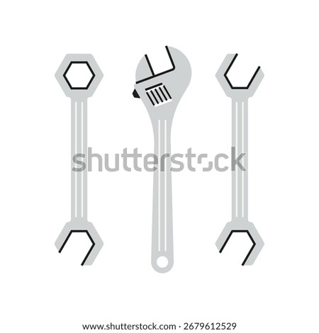 Collection of open-end and combination wrenches for tightening and loosening nuts and bolts.