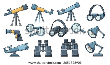 Collection of optical instruments for observation and magnification