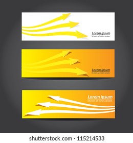 Collection orange banners modern design, colorful background. vector illustration