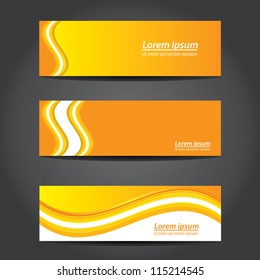 Collection orange banners modern design, colorful background. vector illustration