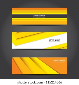 Collection orange banners modern design, colorful background. vector illustration