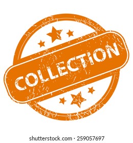 Collection orange grunge rubber stamp on a white background. Vector illustration