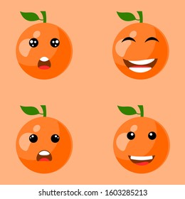 collection orange mascot vector set