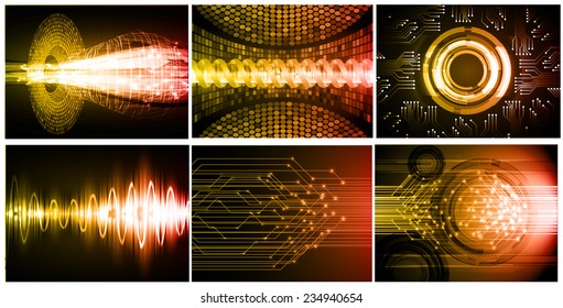 Collection orange red Light Abstract Technology background set for computer graphic website internet and business. 