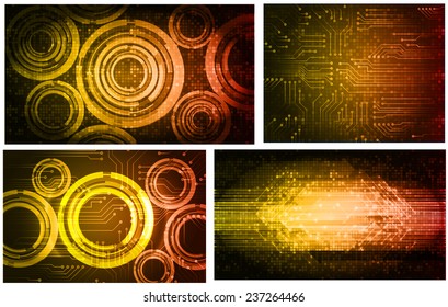 Collection orange red Light Abstract Technology background set for computer graphic website internet and business. text box. Brochure. card. wave. diverse, different, divers, manifold, many, various 