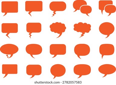 Collection of orange speech bubble icons in various styles Vector