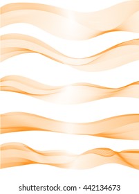 Collection of orange wave Abstract ribbon background vector.