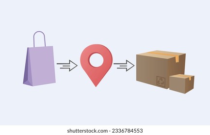 Collection of orders, icons, orders on pickup point, courier service process, e-commerce concept.on white background.Vector Design Illustration.