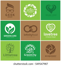 Collection of organic and green logo template