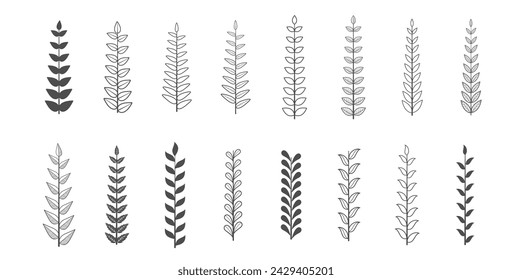 collection of organic leaves element background design vector