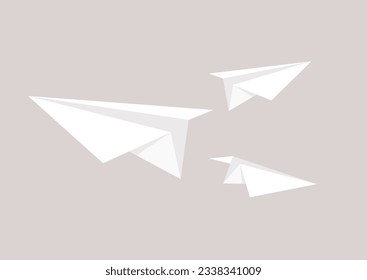 A collection of origami paper planes, representing imaginary transportation