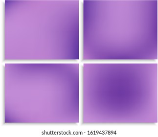Collection of original colorful modern backgrounds. Effective backdrop with soft shadow. Vector illustration flyers. Violet trendy and easy editable colored banner templates.
