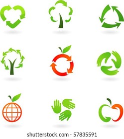 Collection  of original recycling icons