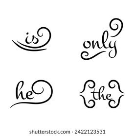 Collection of ornament and catchword in whiteboard effect