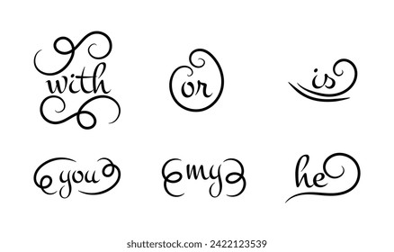 Collection of ornament and catchword in whiteboard effect