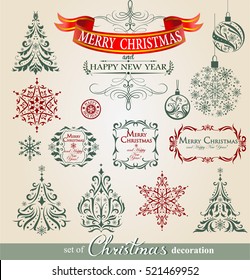 Collection of ornamental Christmas decorations in vintage style