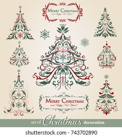 Collection of ornamental Christmas decorations in vintage style