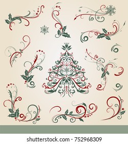 Collection of ornamental Christmas decorations in vintage style