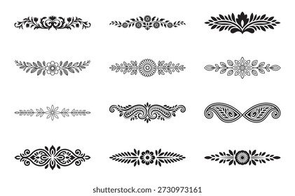 Collection of ornamental dividers and text separators for vintage designs