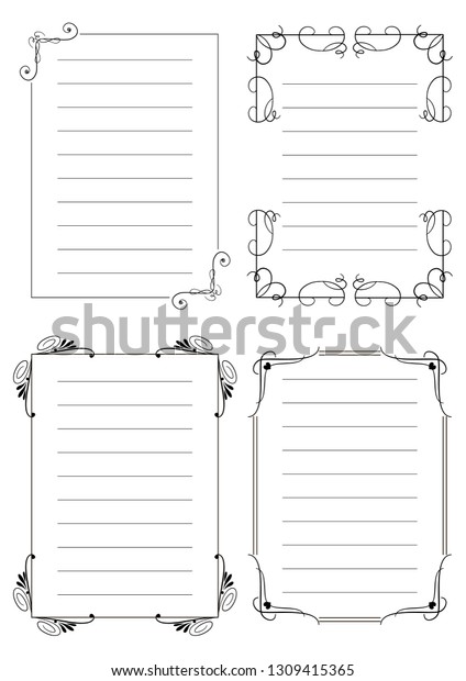 Collection of ornamental frame for pages.\
Set of decorative corners with hearts and swirls. Elegant classic\
graphics for invitation and cards, books and notebooks. Vector\
illustration.