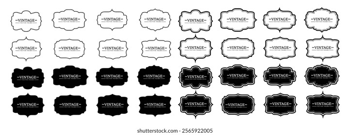 Collection of ornamental label frames, vintage frames, collection of retro labels, badges and banners vector decorative elements. Royal wedding insignia, sale sticker or invitation card.