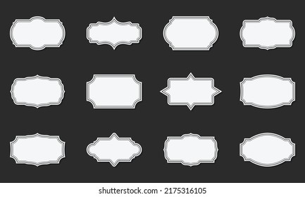 Collection of Ornamental Label Retro Frames. Old Victorian Borders, Retro Badge and Decorative Vintage Frames. Set of Template Elegant Sticker with Luxury Ornament. Isolated Vector Illustration.