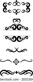 Collection of Ornamental Line separators and banners with S shaped designs. Set can be used as tribal tattoos or decoration on invitation cards for weddings and events.