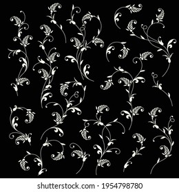 A collection of ornamental materials composed of curved lines,