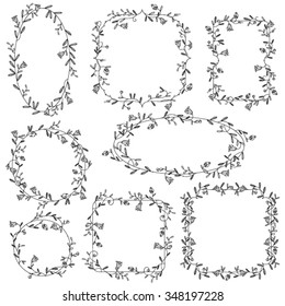 Collection of ornamental vector floral frames 